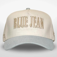 Gorra de béisbol de 5 paneles de sarga de algodón azul 100% personalizada en 2 tonos, gorras deportivas con bordado 3D, logotipo personalizado, gorra de béisbol con marco