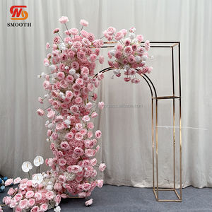 Elegante corredor de flores rosas rosa hecho a mano con técnica suave tela suave para boda fiesta de cumpleaños decoración del Día de San Valentín - Product Image 6
