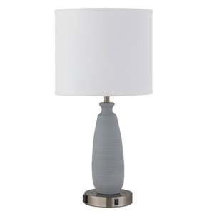 Burgundy <strong>Globe</strong> <strong>Table</strong> Lamp, Modern Colorful Bedside <strong>Lighting</strong> <strong>with</strong> USB &amp; AC Outlet - Product Image 6