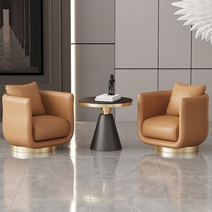 Sillón de cuero de Color de empalme giratorio Simple de lujo moderno Café Tres juegos para Hotel - Product Image 6