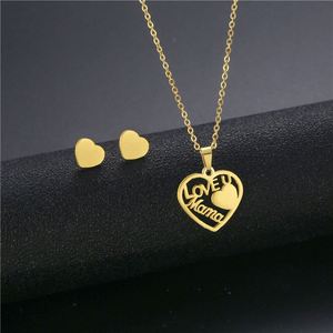 Conjunto de Joyería para Mujer, Estilo Hip Hop, Acero Inoxidable, Chapado en Oro de 14K, Collar con Colgante de Corazón, Mariposa y Cruz, y Aretes, para Regalo - Product Image 1