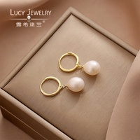 Pendientes de Perlas Akoya de Plata de Ley 925 Chapados en Oro al por Mayor, Perlas Blancas en Forma de Lágrima, Certificadas por NGTC, Estilo Bonito para Mujer