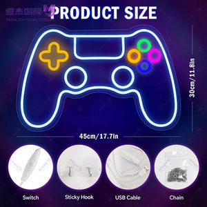 Enseigne néon personnalisée <span class=keywords><strong>pour</strong></span> salle de jeux, décoration murale LED lumineuse <span class=keywords><strong>pour</strong></span> chambre ou man cave, lampe néon colorée alimentée par USB avec télécommande et variateur d'intensité - Product Image 5