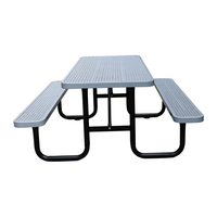 Meubles de patio extérieur table de pique-nique en acier de 6 pieds et 8 pieds avec banquette à l'extérieur restaurant événement long ensemble de salle à manger chaise de table en métal