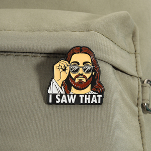 Épingles en émail amusantes et religieuses sur le thème de Jésus, avec motif Jésus espionnant et Jésus aux lunettes de soleil, broches, badges de revers, bijoux, vente en gros - Product Image 3