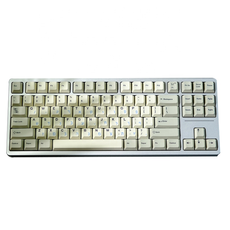 Grey White Hebrew Cherry Profile Keycap Set for Mechanical