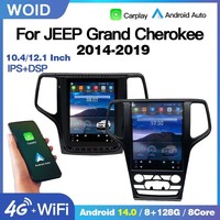 Autoradio Android 14 12,1 pouces, GPS, lecteur multimédia, stéréo pour Jeep Grand Cherokee WK2 2014 - 2019, écran style Tesla, Carplay