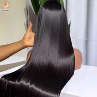 Peluca de Cabello Humano Liso Natural, Peluca de Cabello Vietnamita Virgen 15A con Frente de Encaje, Peluca Vietnamita Virgen 100% Original