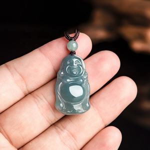 Colgante de Jadeíta Natural Azul Agua con Buda, Diseño Original UNISEX, Estilo Chino, Regalo con Certificado de Tasación FG37 - Product Image 3