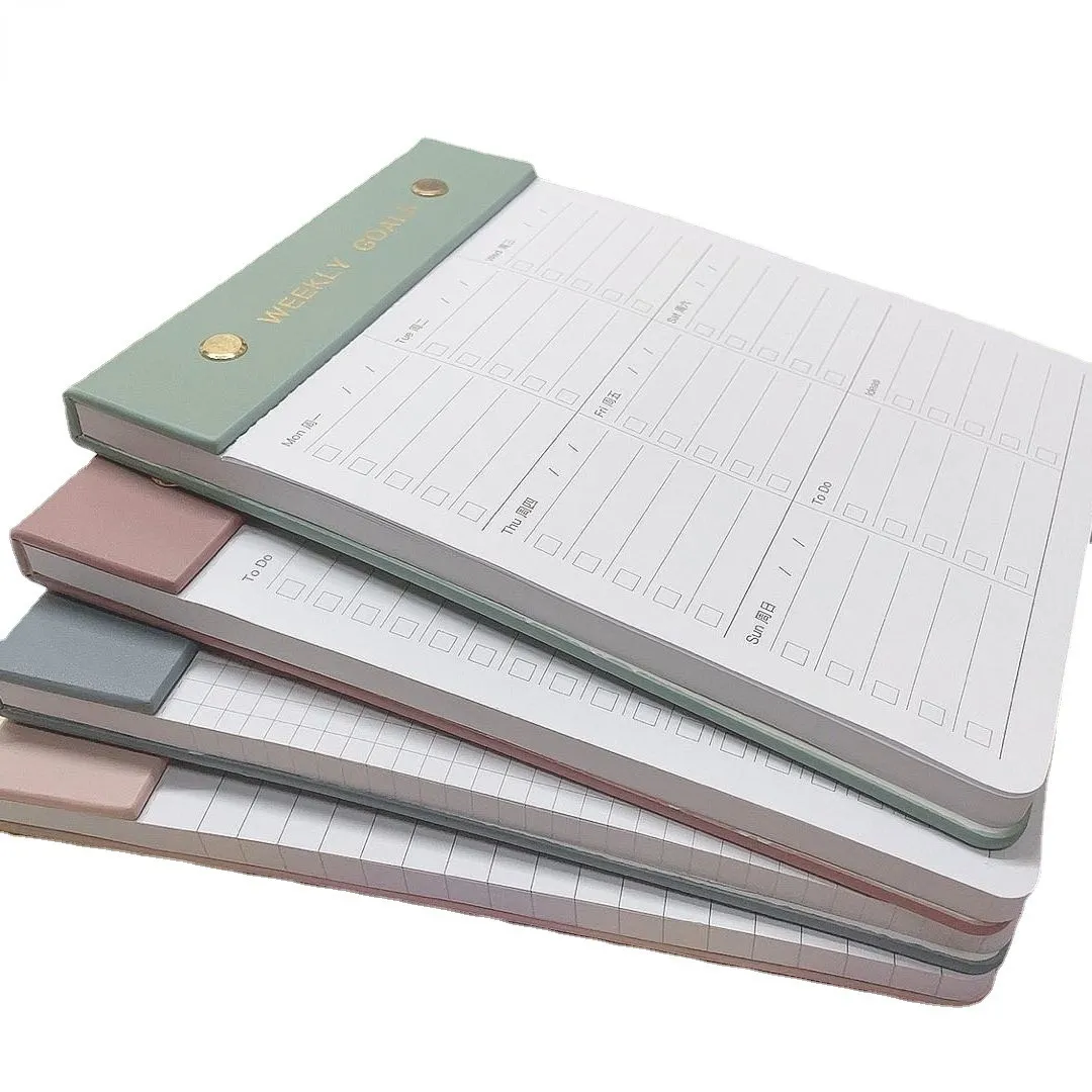 Wholesale A5 0.5 mm Gel Pen Set PU Leather Removable Memo TO DO LIST Easy Tear Notepad