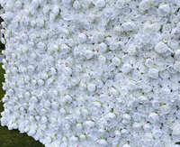 Mur floral artificiel en soie, rose blanc et rose, 3D 5D, 8ft x 8ft, haute simulation, moderne, pour la Fête des Mères et Noël