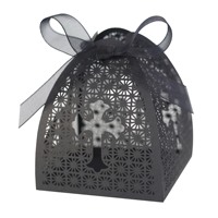 Boîte à bonbons de mariage créative découpée au laser de style européen, boîte en papier ajourée à motif croisé, emballage cadeau pour baptême et communion