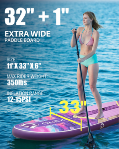 <span class=keywords><strong>2025</strong></span> Top bán New Màu Inflatable Surf đứng lên mái chèo SUP mái chèo Yoga Board 33 ''rộng ván lướt sóng paddleboard - Product Image 4
