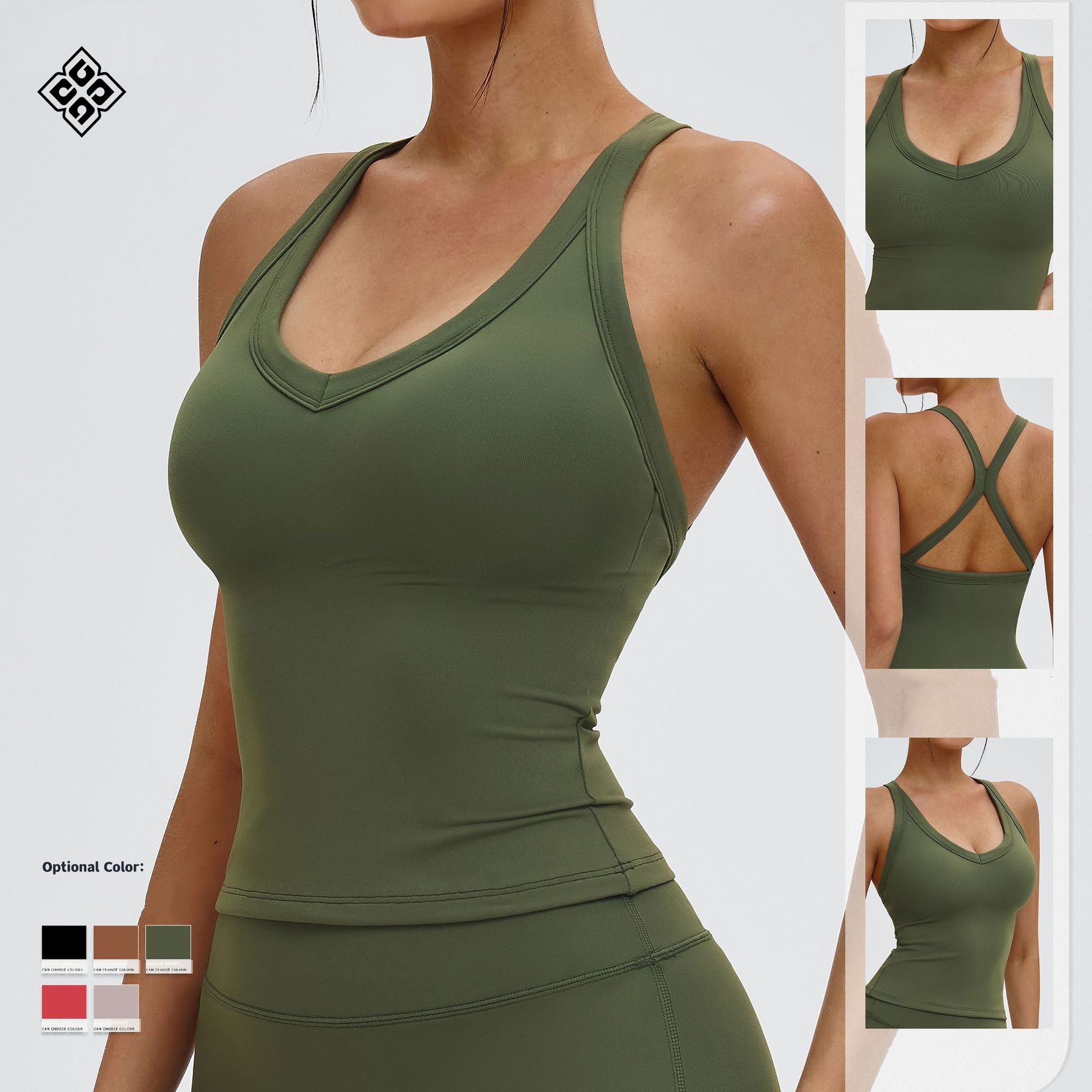Fashionable Yoga Vest U-shaped Neckline Hollowed-out Beautiful Back Sports Top Outdoor Running Sports Vest