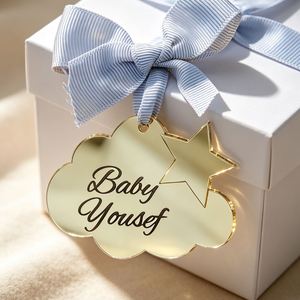 Étiquette personnalisée en forme de nuage, gravée au laser, en acrylique, pour décoration de baby shower, cadeaux personnalisés sur le thème des nuages, carte pour la fête des mères, Noël - Product Image 6