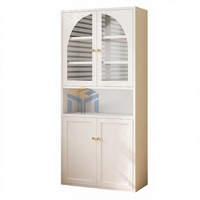 Mueble de Almacenamiento Moderno para Sala de Estar con Puerta de Vidrio y Marco Metálico, 6 Estantes Ajustables para Apartamento, Villa, Comedor, Bar en Casa