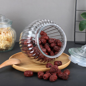 Thủy Tinh Ribble Nhà Bếp Thực Phẩm Lưu Trữ Jar Đảng Rõ Ràng Glass Kẹo Cà Phê Đậu Jar Thủy Tinh Container Với Glass Nắp - Product Image 4