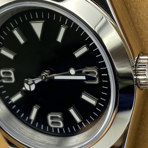 Men's Automatic Stainless Steel <b>Mechanical</b> <b>Watch</b> with Dateless Black Dial Silver Case and NH35 Movement Business Wristwatch - Product Image 5