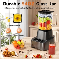 Mélangeur Commercial Haute Vitesse 1200W, Machine 4 en 1 pour Broyer la Glace, Faire des Soupes et des Jus, Mixeur de Table pour Cuisine Professionnelle