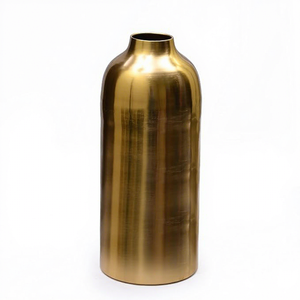 Maceta moderna de latón dorado cilíndrica para plantas - Product Image 1