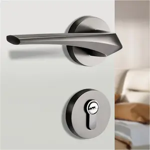 Nordic Set kunci pintu sunyi dalam ruangan, dengan pegangan magnetik kunci terpisah kunci pintu kayu