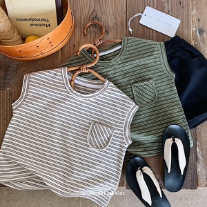 Nouveau T-shirt d'été 2026 pour garçons – Vêtements élégants pour enfants – Gilet sans manches rayé color-block – Version coréenne – Hauts pour bébés - Product Image 1