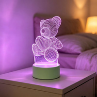 Lámpara Nocturna de Acrílico 3D con Forma de Oso, Control de Interruptor, 7 Colores Cambiantes, Alimentación USB, LED Regulable, Diseño Moderno Recuerdo Corporativo Empresarial