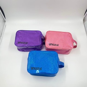 Borsa per Cosmetici Personalizzabile con Logo, <span class=keywords><strong>Viola</strong></span> Rosa Blu, da Viaggio con Manico, in PVC Glitterato, con Cerniera - Product Image 4