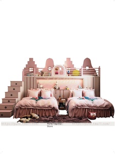Letto a castello a tre piani per bambine, lussuoso e semplice, in legno massello, rosa, per <span class=keywords><strong>camerette</strong></span> dei sogni - Product Image 5