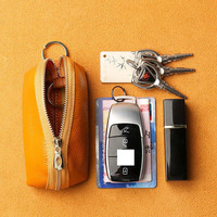 Usine Petit Clé Écouteur Sac De Rangement Logo Personnalisé En Cuir PU Femmes Fermeture Éclair Porte-Monnaie Sac Avec Porte-clés