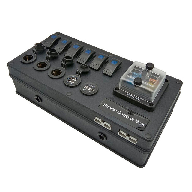 12V Volt 4wd Dual Battery System DC Rocker Switch Power Distribution Electrical Canopy Control Box Panel With  Plug