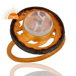 Bague en opale de feu avec pierres précieuses Vente en gros pour soirée Bague en laiton plaqué or jaune 24 carats Bague de créateur de mode Bijoux Collection vintage - Product Image 3