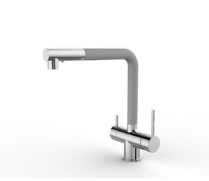 Kommerzielle 3 Wege 3 in 1 Messing Trinkwasser Wasserhahn Filter Küchen spüle Wasserhahn mit Pull Down Sprayer 2 Griffe - Product Image 1