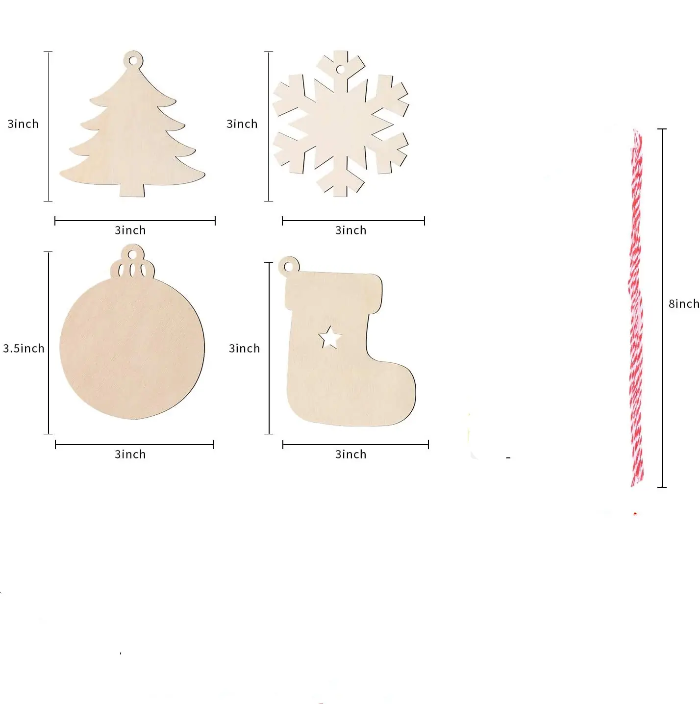 子供のための木製のクリスマスの装飾品DIY工芸品装飾のための装飾品をぶら下げている穴のある未完成の木製スライス