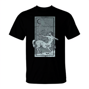 T-shirt gothique noir pour hommes, taille moyenne, avec carte de tarot du zodiaque Sagittarius, astrologie - Product Image 2
