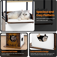 Arbre à chat moderne et durable en bois, tour à plusieurs niveaux avec grand nid, poteaux à gratter pour salon, toutes saisons