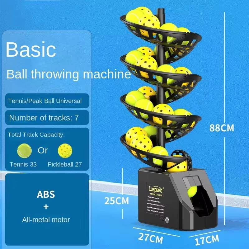 Professional Portable Pickleball Tennis Training Equipment Single Practice Ball Toss Machine Remote Control 33 Balls/Min 33-Ball