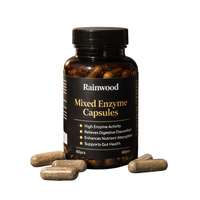 Rainwood Mélange d'enzymes digestives végétales en capsules, Protéase Amylase Lipase Lactase, Fournisseur OEM, Marque privée