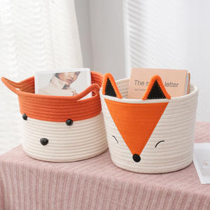 Cestini Portaoggetti Intrecciati in Corda di Cotone Naturale a Forma di Volpe, Pieghevoli per Organizzare Giocattoli e Libri - Product Image 3