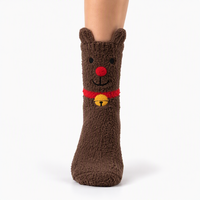 Chaussettes en chenille duveteuse de Noël, série animaux (Père Noël, renne, ours), en peluche, confortables, fantaisie, chaudes, pour les fêtes