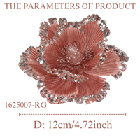 Décoration florale scintillante personnalisable pour arbre de Noël, or rose, magnolia, fleurs brillantes