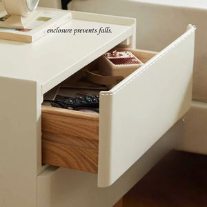 Todo el gabinete del cajón de la cama de aire de la crema blanca sólida Mesitas de Noche del casillero de doble dibujo Mesita de noche para el dormitorio - Product Image 2