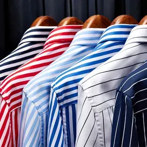 Camisas Elegantes de Lujo para Hombre, Camisa a Rayas, Camisa de Manga Larga, Ropa Popular Coreana para Hombre - Product Image 3