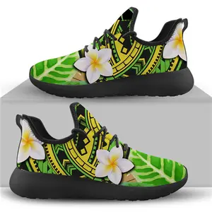 Personalizado seu design havaí flores polinésia tradicional tribais impressão esportes marca sapatos corrida para homens preço baixo