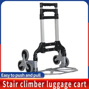 Aluminium Folding Luggage Cart 330lbs Load Capacity 6 Wheel Stair Climber