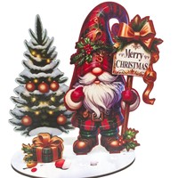 Mini décorations de Noël, figurines de Père Noël et de bonhomme de neige en dessin animé, décorations de bureau en bois écologiques pour le bureau