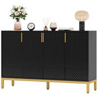 Meubles de style médiéval moderne, armoires de rangement pour salle à manger, console de 59 pouces, buffet à 4 portes, bois + métal