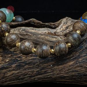 Pulsera Artesanal de Agarwood Raro que se Hunde en Agua, con Cuentas Mixtas de Oro y Jadeíta de 8mm, Joyería de Lujo - Product Image 5