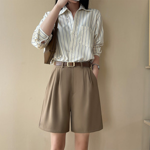 Completo Blazer e Shorts da Donna a Vita Alta, Slim Fit, Casual, Elegante, Comodo, Traspirante, alla <span class=keywords><strong>Moda</strong></span>, Leggero, Chic per Ufficio e <span class=keywords><strong>Lavoro</strong></span> Quotidiano - Product Image 1