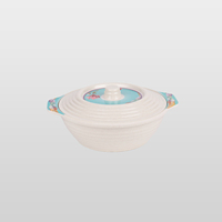 Casserole de service élégante en mélamine à double poignée pour la cuisine, avec couvercle et motif floral imprimé, vente en gros